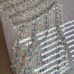 Bohemian Floral Paisley Lightweight Scarf With Tassels